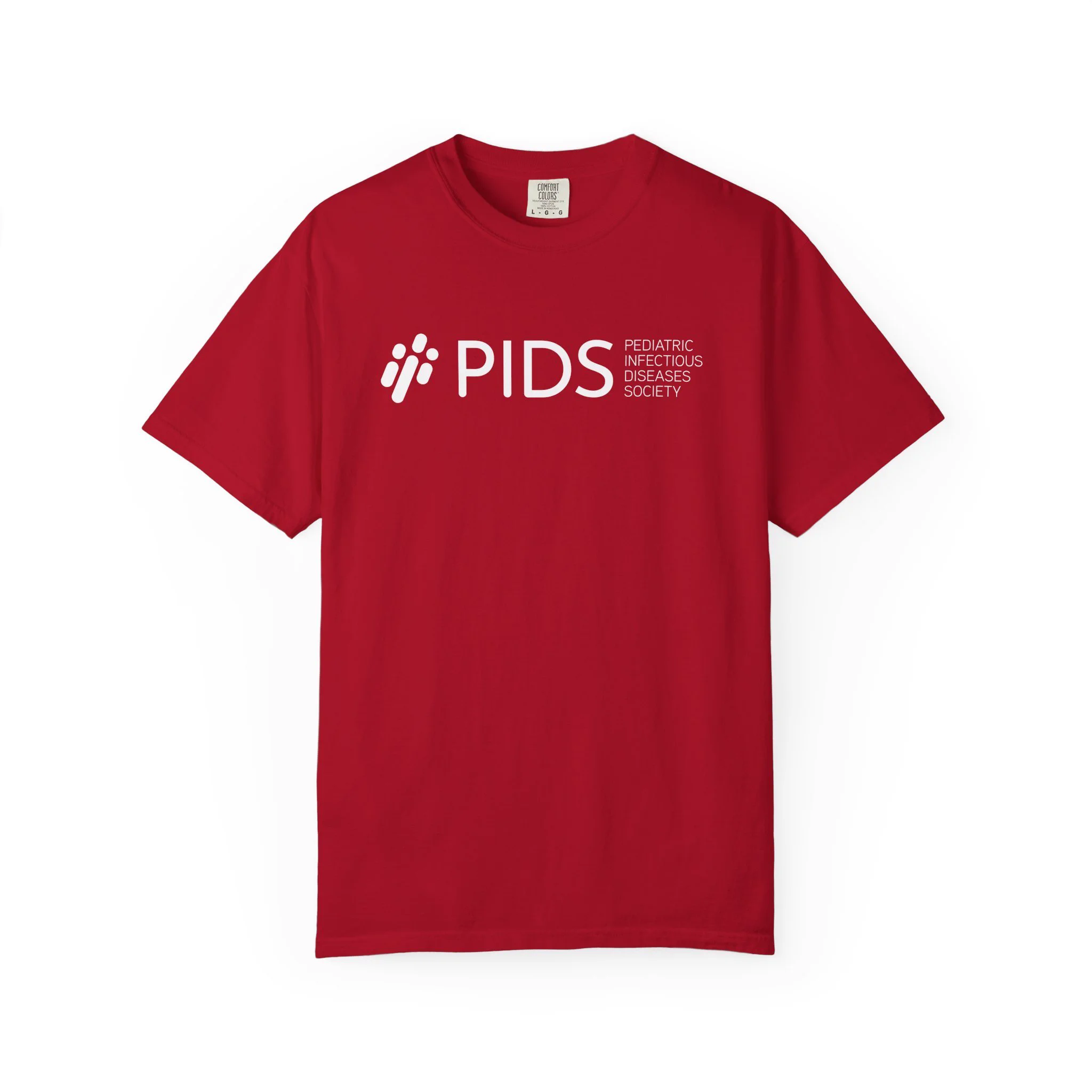 Red t-shirt with full PIDS logo against a white background