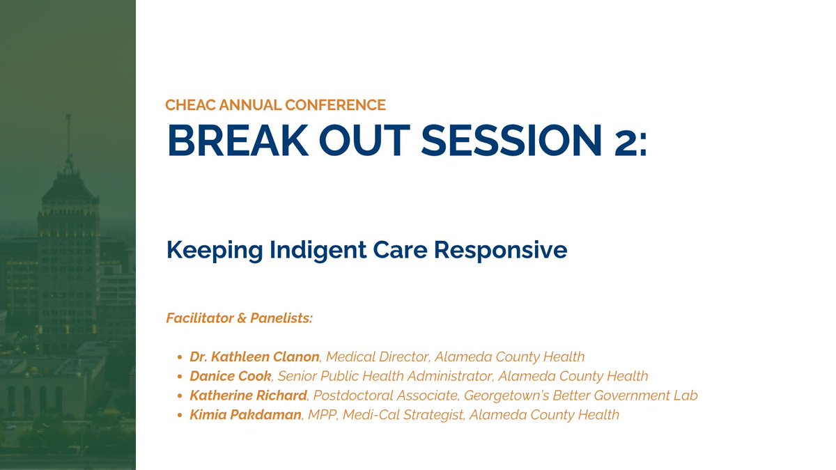 CHEAC's tweet photo. Our second round of #CHEAC26 breakout sessions starts at 1:30! 

Afternoon sessions will focus on strengthening indigent care, expanding mobile health access, building stronger #PublicHealth systems &amp; how the shifting federal landscape impacts local programs &amp; services. https://t.co/X8wuvziWEQ