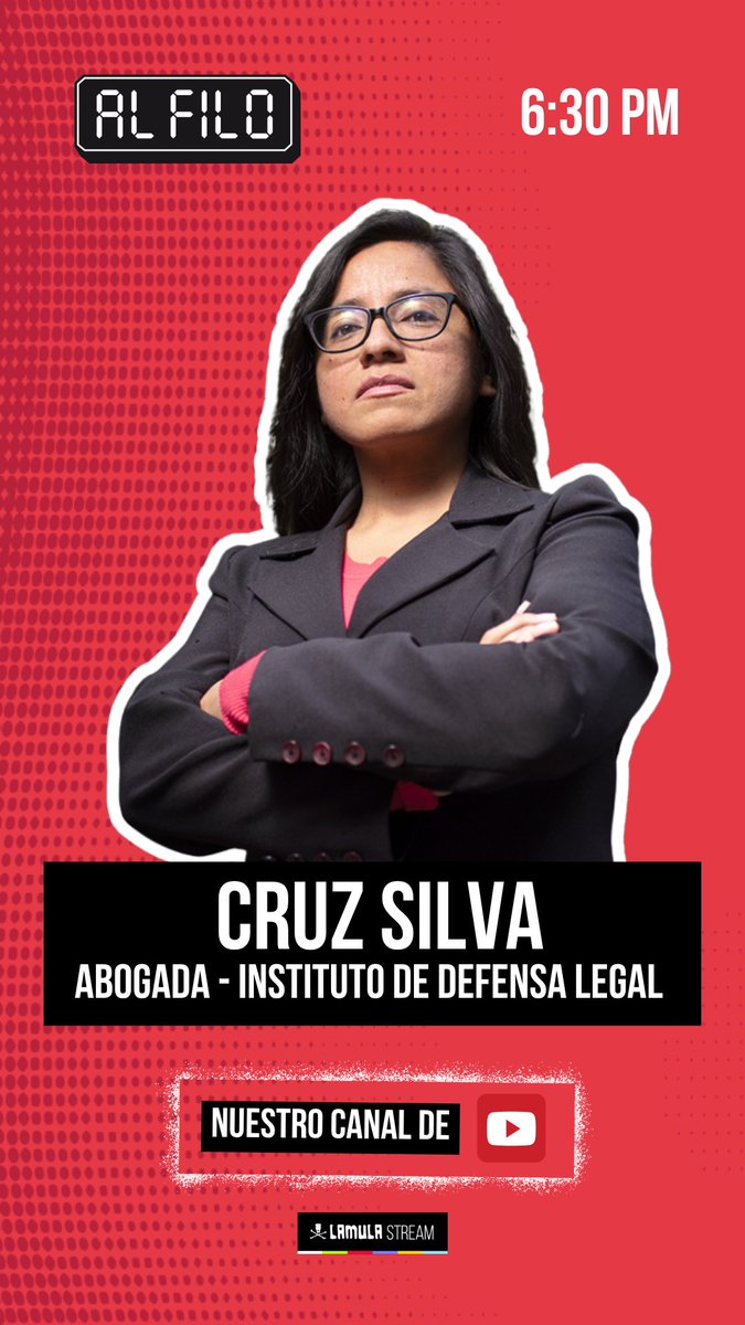 lamula's tweet photo. 🚨 Hoy en #AlFilo con Javier Torres (@javierto65):
🇧🇷 La abogada del Instituto de Defensa Legal (IDL), Cruz Silva (@CruzSilvaDC), nos acompaña para analizar el escenario electoral tras el pase de Lula da Silva y Flávio Bolsonaro a una segunda vuelta.
🔎 ¿Qué está en juego en esta etapa? ¿Cómo queda el escenario político brasileño y qué factores podrían marcar la disputa por la Presidencia?
📍 Al Filo, hoy a las 6:30 p. m. por #LaMula.
🔴 Conéctate en vivo, opina y participa: https://t.co/OiDI3R3lL2