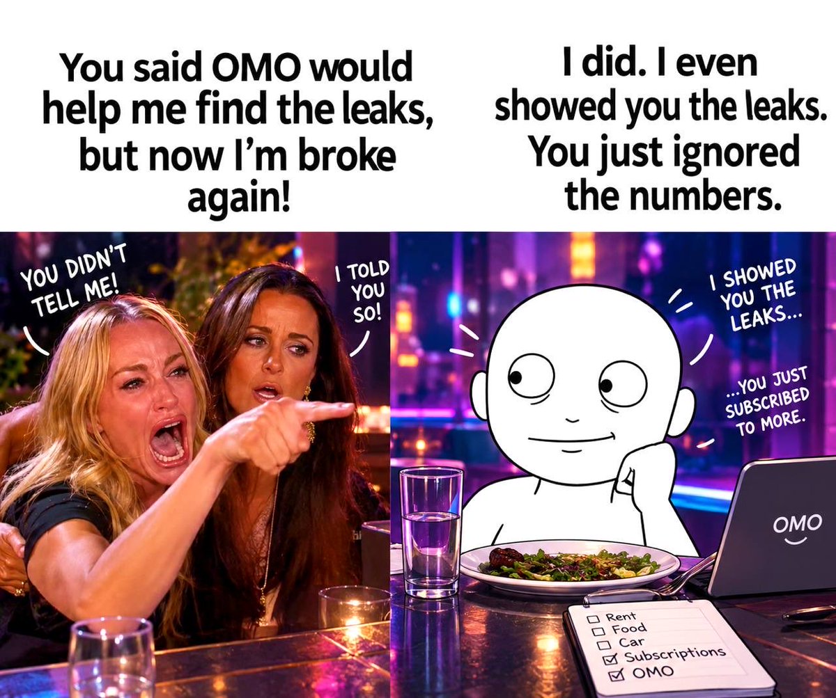 mofweb3space001's tweet photo. My video and images meme entry into the OMO Meme Wars Contest!!

 OMO really said forget the degree, let’s study where the money is leaking..

Useful money maths but with unnecessary drama lmao 😭

#OMOMemeWars @OMOlayers https://t.co/FIPkzQVhmC