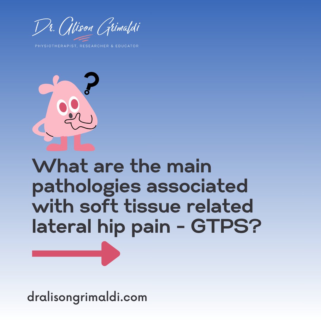alisongrimaldi's tweet photo. 🧠 Lateral hip pain is often assumed to be trochanteric bursitis. But what does evidence say about the soft tissue pathologies most commonly associated with GTPS?
🔎 Explore potential sources of local nociception + what this means for clinical reasoning.
https://t.co/XKavrMtQo9 https://t.co/iaEAVb6qrH