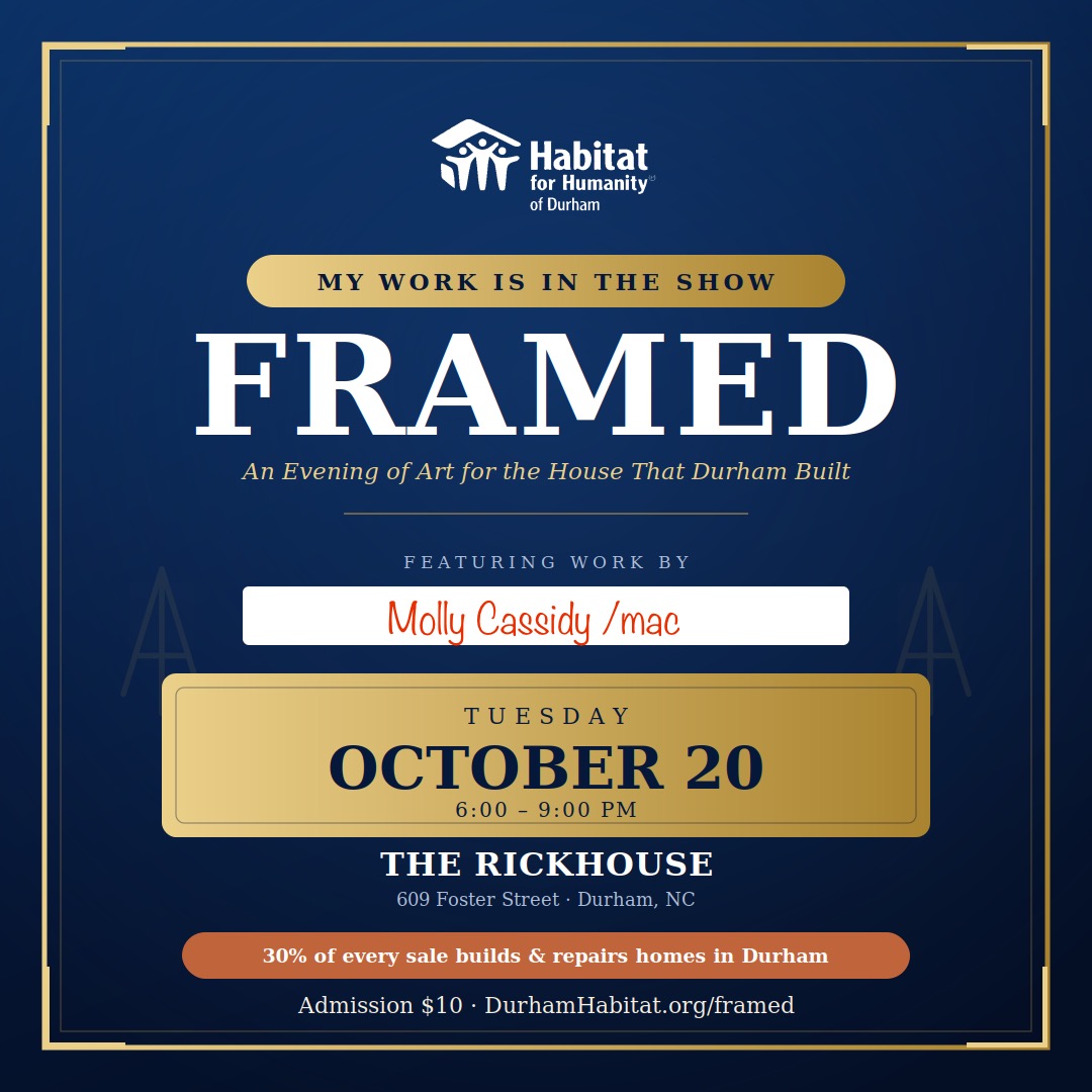 strvngrtst's tweet photo. happy to say my 🎨 will be in #DurhamHabitat's 1st ever #artshow #fundraiser, #FRAMED, 10/20/26.
30% of every sale ➡️ building & repairing #DurhamNC homes, to date making nearly 500 homes available for #families in need @ 0% interest💖
https://t.co/Ejc2SzPx7N
@durhamhabitat https://t.co/BrtSCBb7KD