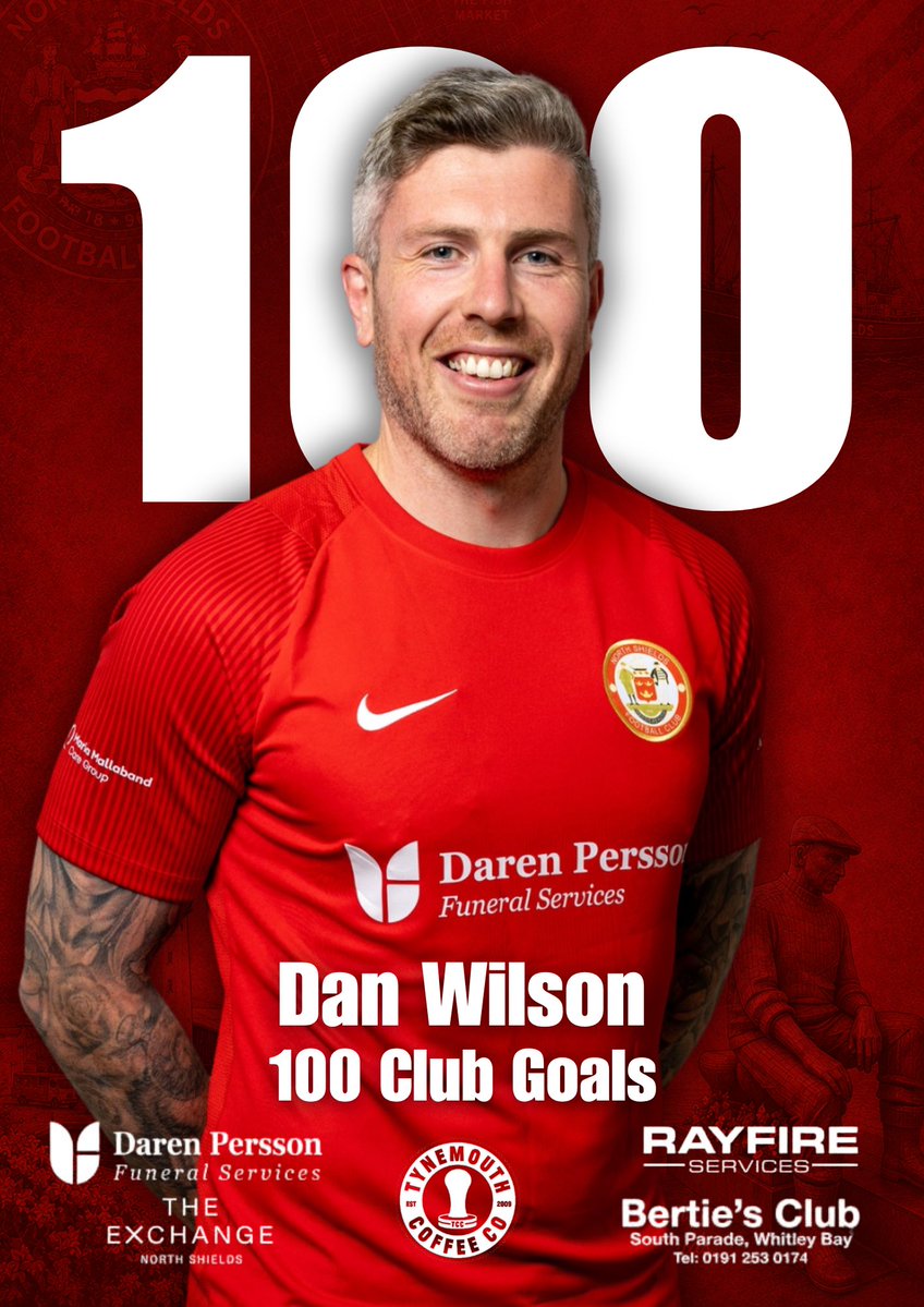 NorthShieldsFC's tweet photo. β½οΈπ― 100 CLUB GOALS! π΄βͺοΈ
A monumental milestone for a phenomenal striker! π₯
Huge congratulations to Dan Wilson on netting his 100th goal for North Shields FC in just 246 appearances! β½οΈπ₯
A true Robins talisman. What an achievement! ππ
#HowayTheRobins #NE29 https://t.co/YF7ZZxbv9T