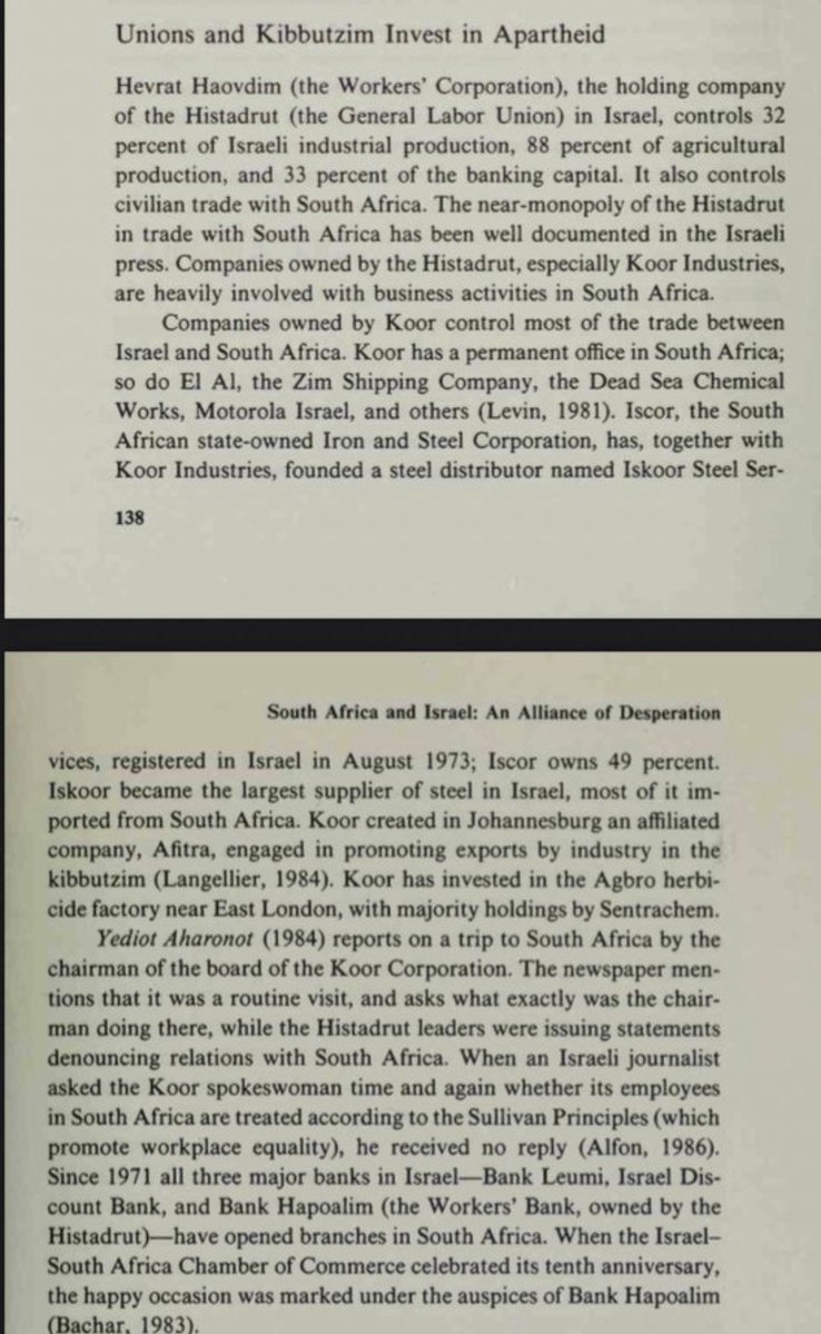 motelabyss's tweet photo. worth reiterating the role played by near every kibbutz in trade with/production for apartheid south africa (1-3), with one exception being a kibbutz that didn’t sell firefighting equipment to south africa but did to pinochet’s chile where it was used for crowd control (4) https://t.co/Q6duo9Qnmv