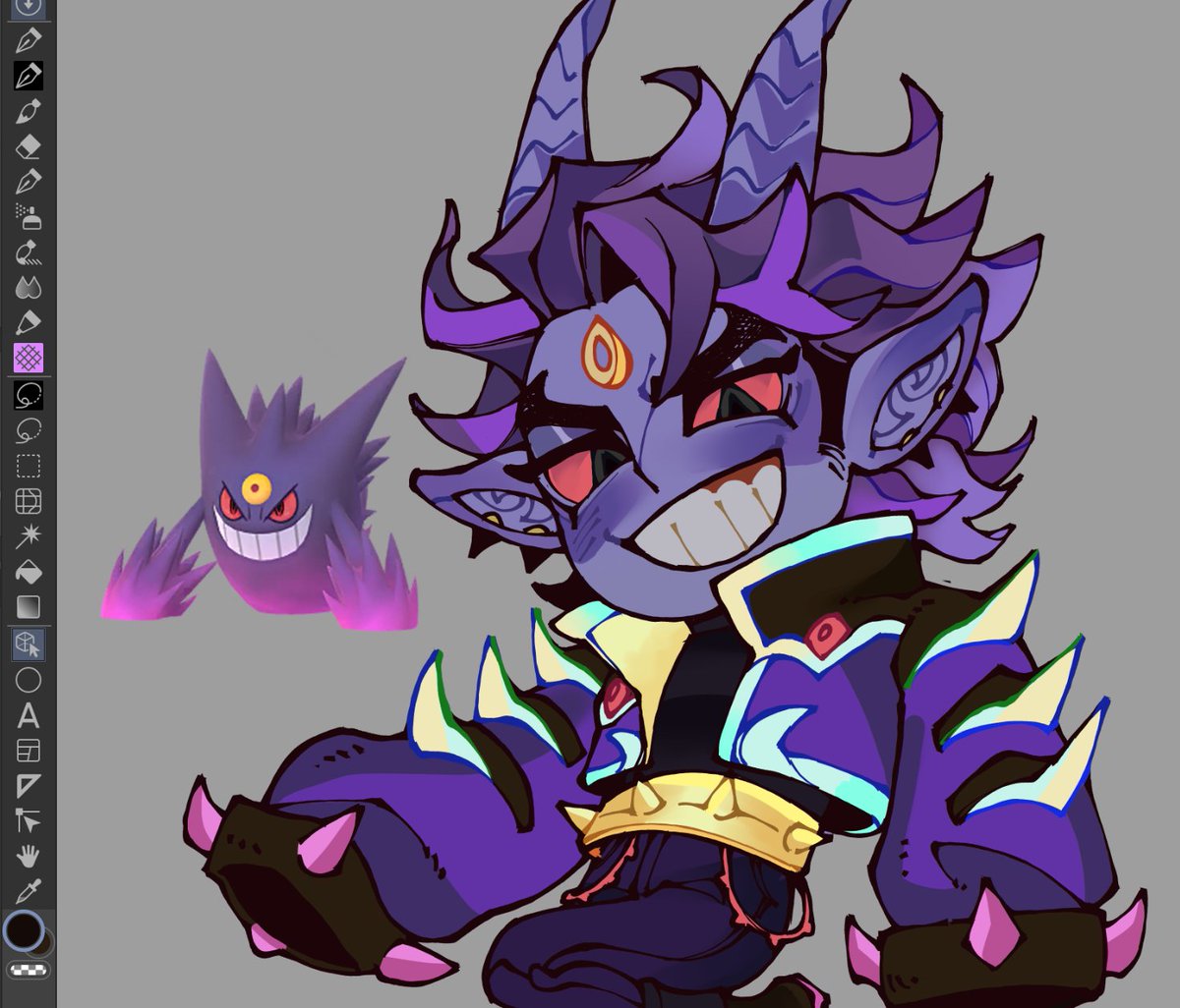 piipstachio's tweet photo. (already claimed)  mega evol gengar wip for now ! i nap bye https://t.co/GRrUENLZFg