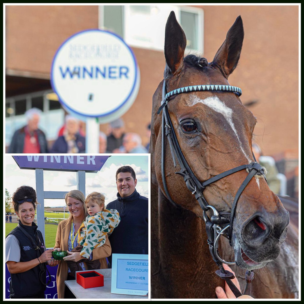 weatherbysltd's tweet photo. Jet Of Dreams under Richard Upton kept on well to land the Jodie Standing’s Point-To-Point Recruits Handicap Chase @SedgefieldRace today.

Great job by Richard and also @wgreatrexracing and many congratulations to winning owners the Stewkley Shindiggers Partnership.
Thanks to Beth for collecting the trophy on behalf of winning connections from @jode2k75, Matteo & Alessandro!

Fantastic 📸 from @grossickphoto.