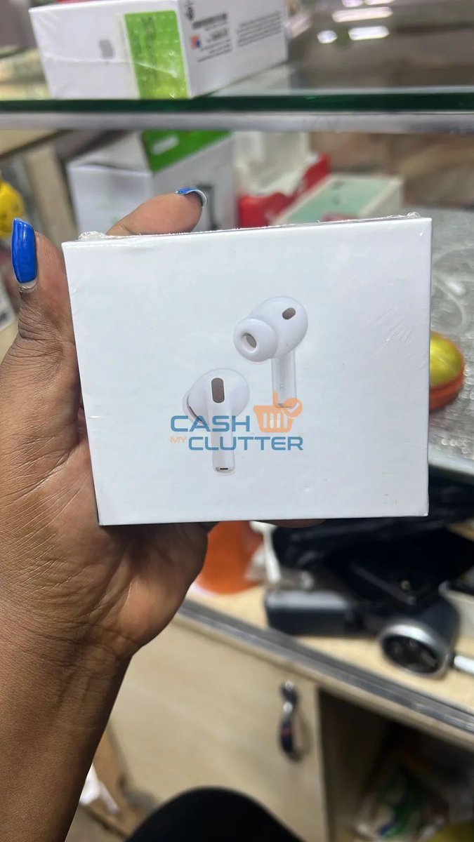 cashmyclutter's tweet photo. Just listed: AirPods Pro 3 — brand new, sealed, with great battery and noise canceling. Yours for UGX 120,000. Find them at Grandcorner L5 363b, next to Gazaland. See details here: https://t.co/U4c2hGrXTM #CashMyClutter #AirPodsPro #BrandNew #Electronics https://t.co/GnywEPqZKS