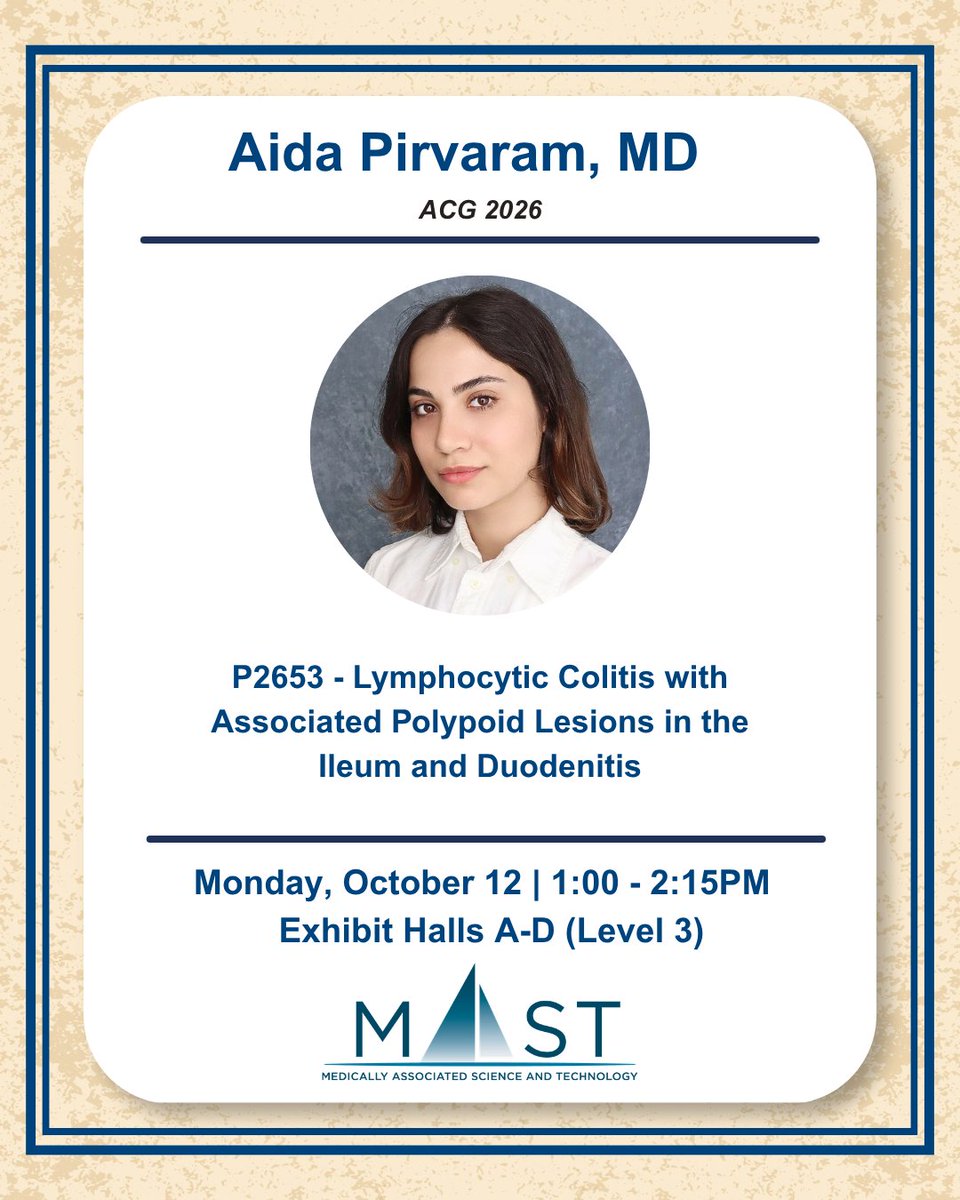 MASTprogram's tweet photo. 📍 MAST is heading to Nashville for ACG 2026! (@AmCollegeGastro)

We’re bringing new research, new data, and plenty to talk about. 🧬

If you’re at the meeting, come check out the MAST team’s presentations and hear directly from our researchers about the latest work in gut microbiome research, digestive disease, and more.

Can’t make it to every presentation? We’ve got you covered. 👀

🎥 We’ll be sharing short video summaries of our research on the MAST YouTube channel, so you can catch the key findings wherever you are.

Come find us, hear the research, and see what’s next in gut health.

#ACG2026  #ACG #Gastroenterology #GutHealth #Microbiome #DigestiveHealth #MASTProgram