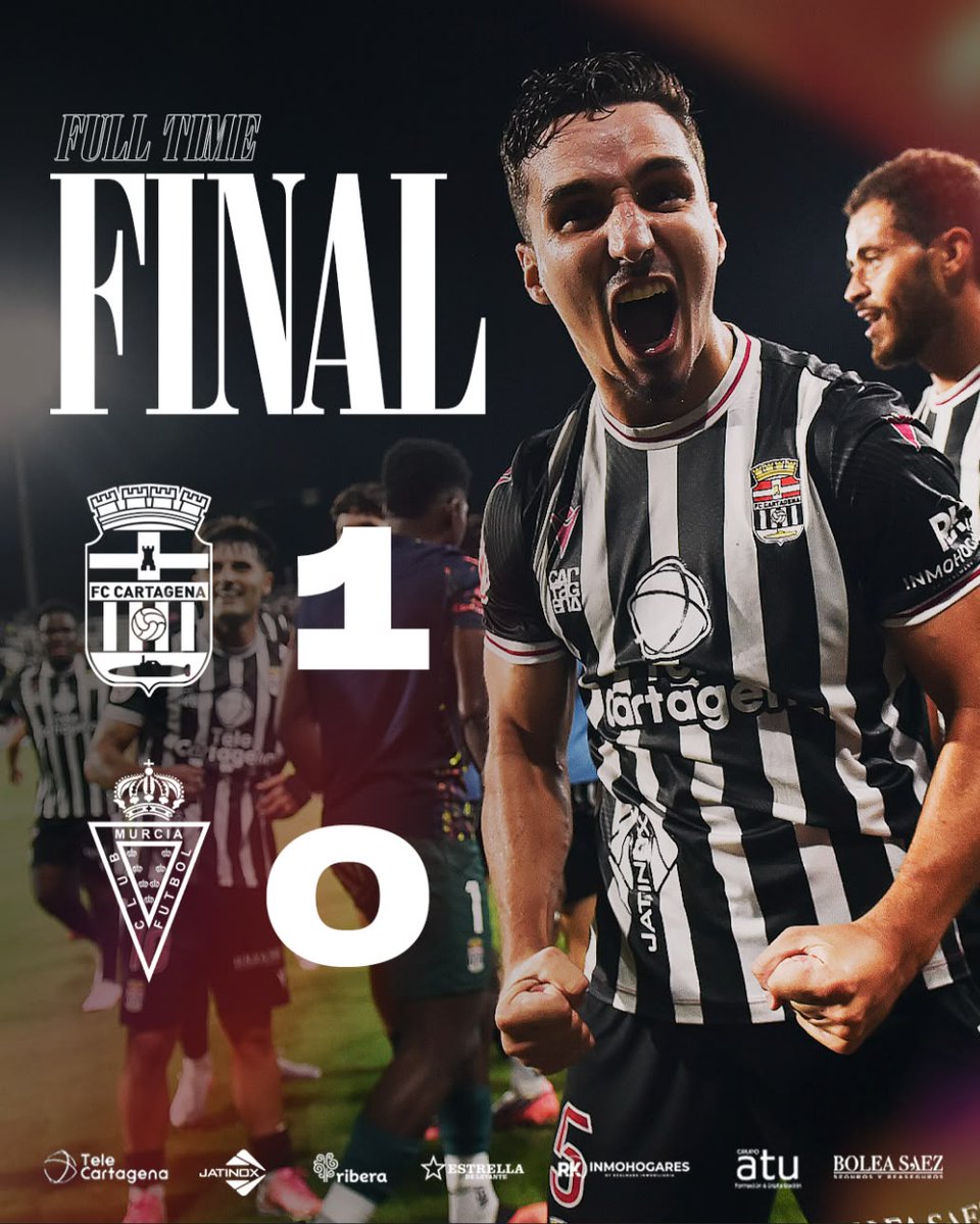 FCCartagena_efs's tweet photo. FINAL⏱️| 1-0 |

EL DERBI SE QUEDA EN CASA

#ElDerbiDelCartagonova https://t.co/Jgq4N42fug