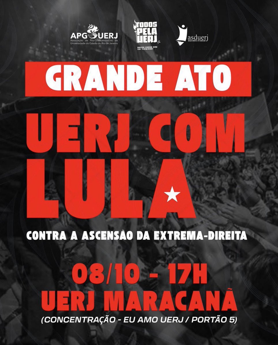 tzuyutwicebr's tweet photo. ONCEs do Rio de Janeiro! Aqui estão alguns dos próximos atos contra a extrema direita no Rio:

📅 8/10 — Em frente à UERJ
📅 9/10 — Saída do metrô da Pavuna
📅 12/10 — Praia de Copacabana
📅 15/10 — Da praça do Sarah Kubitschek/IESK até o centro de Campo Grande https://t.co/9lPq9e60iR