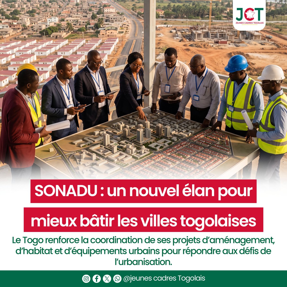 JeunesCadresTog's tweet photo. Le Togo crée la #SONADU, née de la fusion de la CITAFRIC et de l’AGETUR-TOGO. Cette nouvelle société d’État renforcera la coordination des projets d’aménagement urbain, d’habitat et d’infrastructures pour accompagner la croissance des villes.
#Togo #DéveloppementUrbain #TgTwittos https://t.co/q8aQVnk0eY