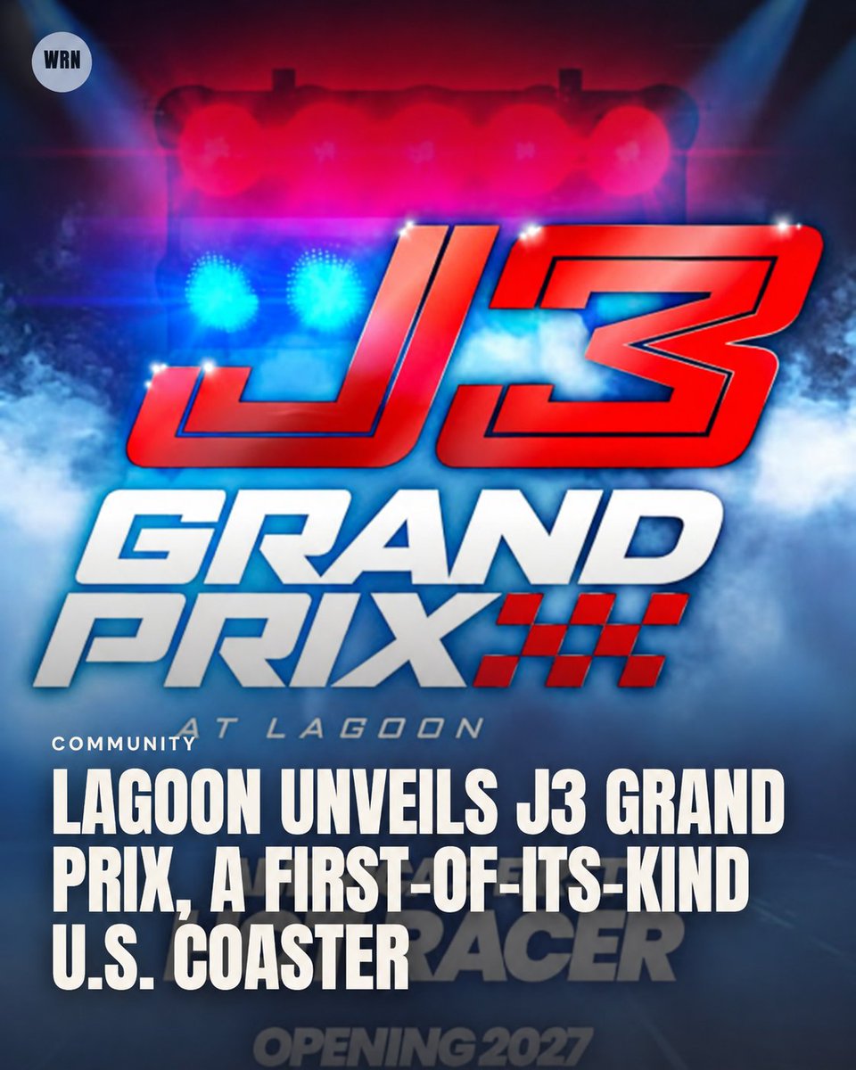 WasatchRegional's tweet photo. A first-of-its-kind U.S. coaster is coming to Lagoon. J3 Grand Prix, a Formula One-inspired single-rail coaster, is set to open in summer 2027. 

Take a first look: https://t.co/ykHEcyxZR0
#Lagoon #Utah #FarmingtonUtah https://t.co/cEZUzrpnbK