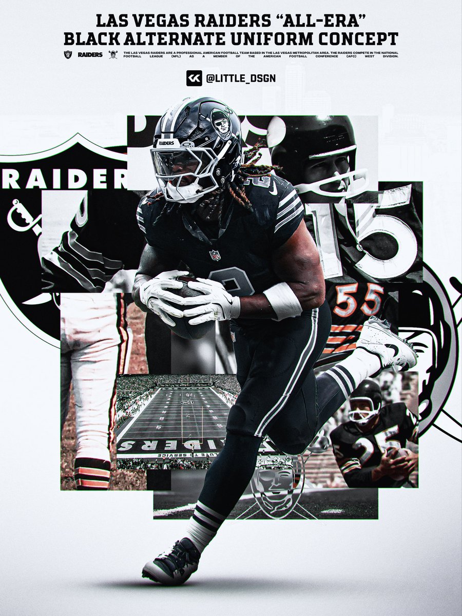 little_dsgn's tweet photo. . @Raiders Black alternate “All-Era” uniform concept.
.
.
#RaiderNation https://t.co/jPtaNTGWfe