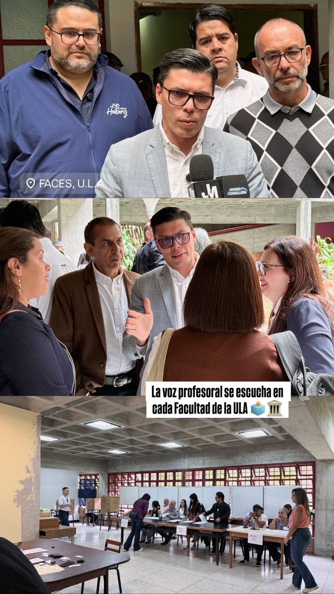 impulsoresdeTU's tweet photo. La voz profesoral se escucha en cada Facultad de la ULA 🗳️🏛️

El Dr. Virgilio Castillo acompañó a los profesores de la Facultad de Ciencias Económicas y Sociales, en compañía de los profesores Víctor Molina, Yolmer Romero y Heiberg Castellanos 🎓🙌🏻 https://t.co/4hjEOWqDWT