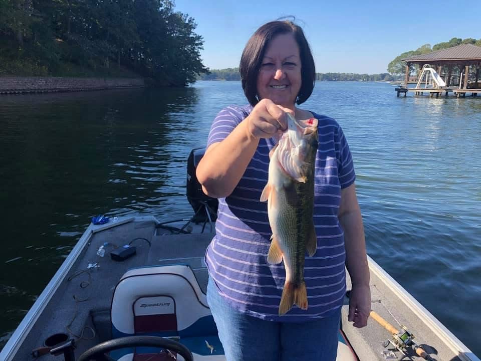 MikeBrasher8's tweet photo. My fishing partner enjoying time on the lake - - 
She's recovering well and hopes to be back out there soon. She wants to thank everyone for wishing her well 
and the prayers sent our way.  God bless you all. https://t.co/2dv0RcOhjX