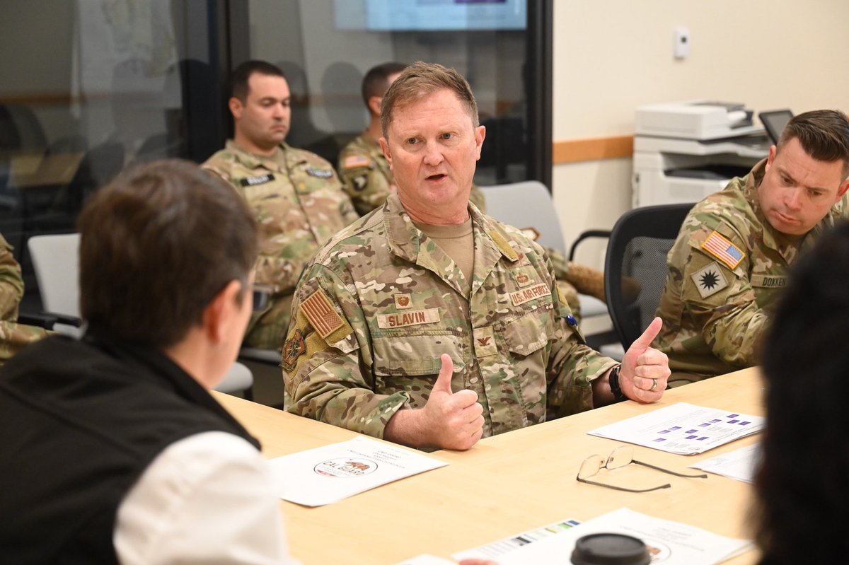TheCalGuard's tweet photo. Preparing now for a potentially historic El Niño. Disaster readiness is a whole-of-government responsibility in our Golden State. Today, @Cal_OES Director Caroline Thomas Jacobs met with Cal Guard leaders at our HQ. The focus: statewide readiness and potential Guard support for flood response, search and rescue, engineering and logistics. @CAgovernor