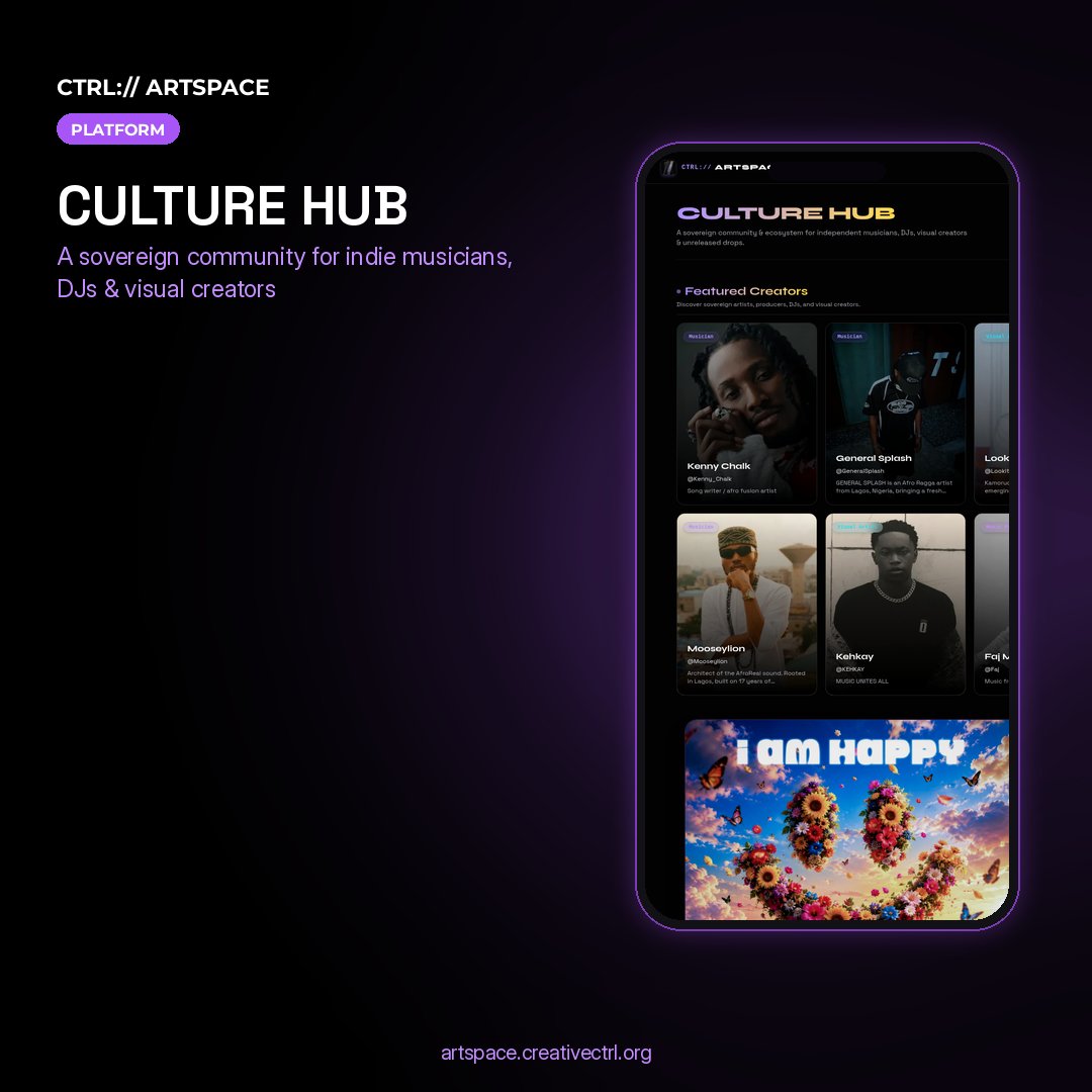 saskymalimusic's tweet photo. From the trenches, I built something for us 🇳🇬

CTRL://Artspace is a home for independent musicians, DJs, visual artists and creators. You get your own profile, your own link, and fans can support you direct, in Naira too.

The culture deserves its own space. Welcome in 🎨🎧 https://t.co/3I1jGLEtak
