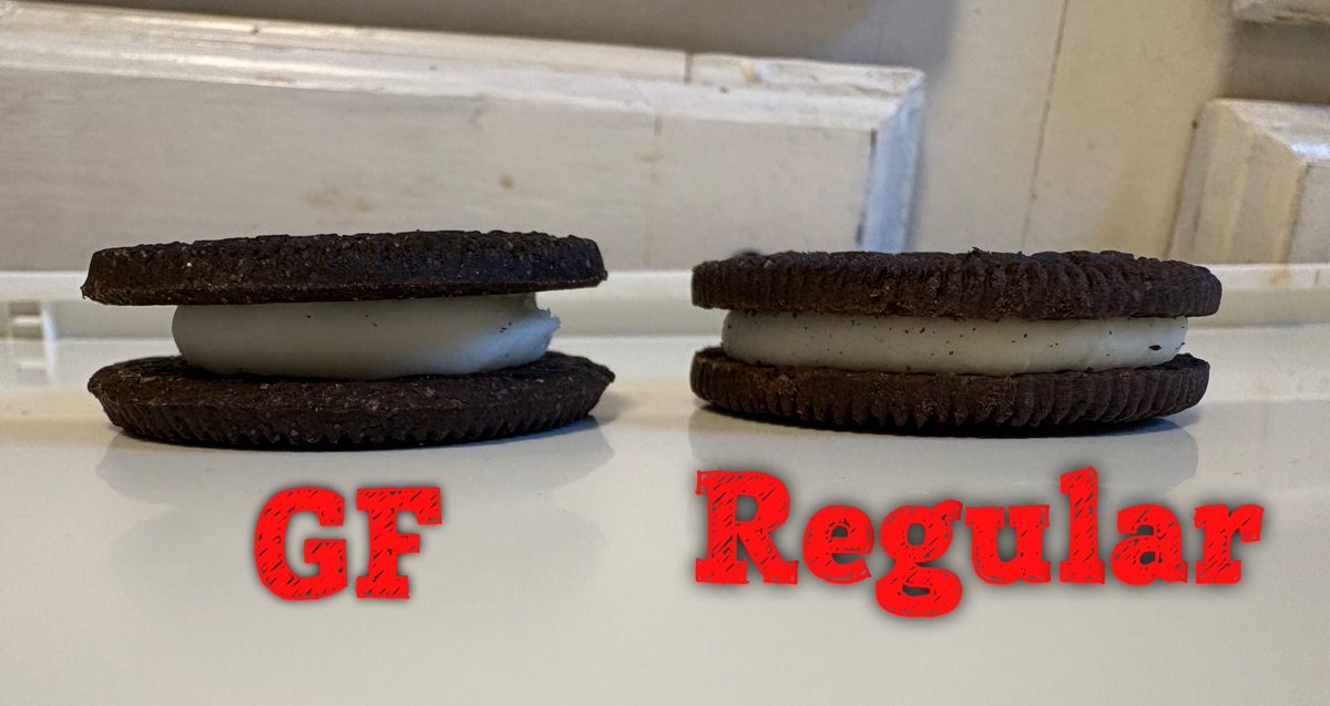 baseballdavid's tweet photo. @Oreo what’s the deal offering a different amount of “stuff” for those eating the gluten free cookies? https://t.co/dr4XdJb9NY