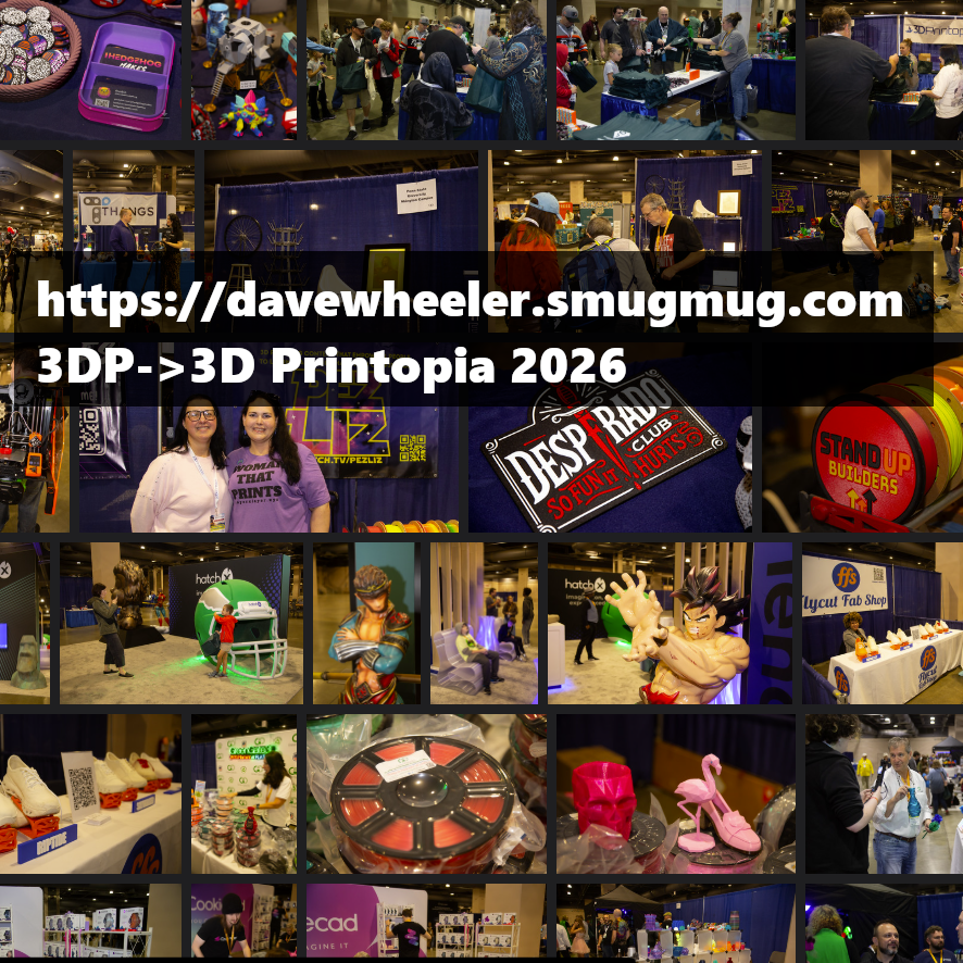 3DPrintopia's tweet photo. Community Member @DaveOfThings has photographed our events since 2022.  We are thrilled he kept his streak going this year! He recently released his 3DPrintopia 2026 photos.  You can find them on his SmugMug site under "3DP" and then "3D Printopia 2026".  If you see something you like, you are able to download full-sized photos. While you are there, feel free to take a detour to past events!

#3DPrintopia #3DPrinting