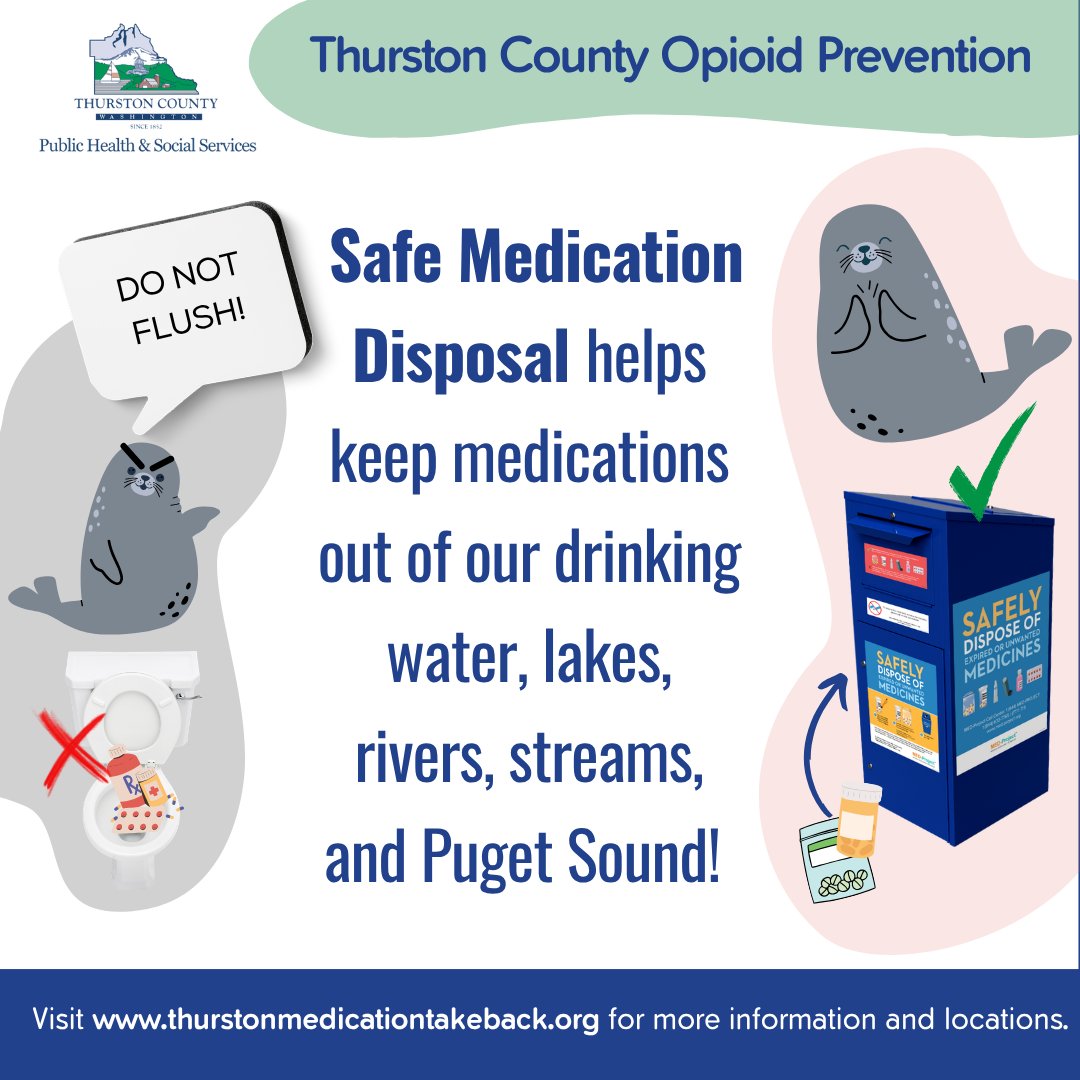 ThurstonHealth's tweet photo. Disposing of old medications is easy and free. Check out https://t.co/pUJ2WmUDI8 for locations near you.
#TakeBackDay #EducationIsPrevention https://t.co/WtWXi0x7Fm