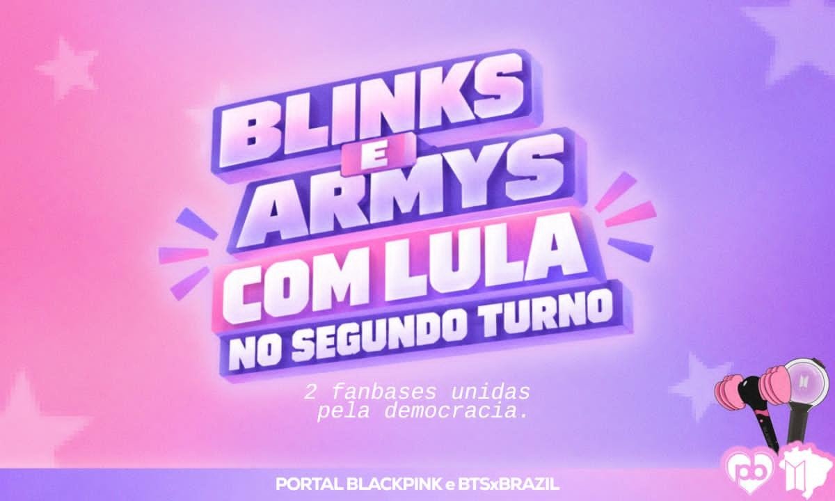 BTSxBRAZIL's tweet photo. BLINKS E ARMYS SÃO 13 ❤️⭐️

Nós, em parceria com @portalblackpink, estamos unidos neste segundo turno para alcançar todos os BLINKs e ARMYs que não participaram do primeiro turno!

A nossa democracia importa, assim como os nossos direitos. Vamos juntos exercer nosso direito ao voto e participar desse momento importante para o nosso país. 🇧🇷

Sem brigas e sem rivalidade. ❤️