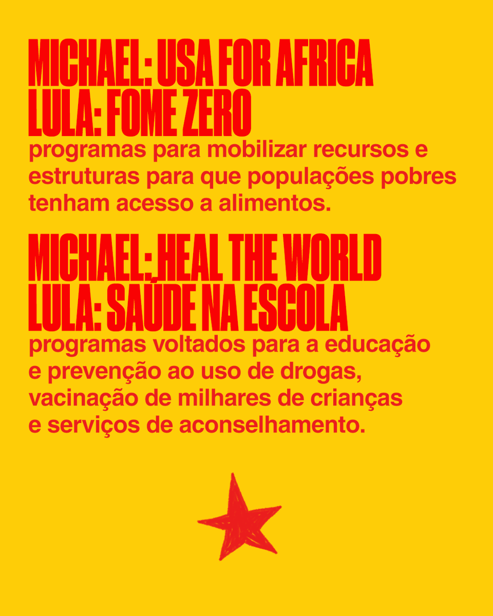 mjjprod's tweet photo. michael jackson era um humanitário? sim, mas ele sabia que a filantropia individual não era capaz de resolver tudo; são necessárias políticas públicas, exatamente como @lulaoficial faz. escolha o candidato que representa os seus ideais e os de quem você é fã. #moonwalkerscomlula https://t.co/JXI6kNieSw
