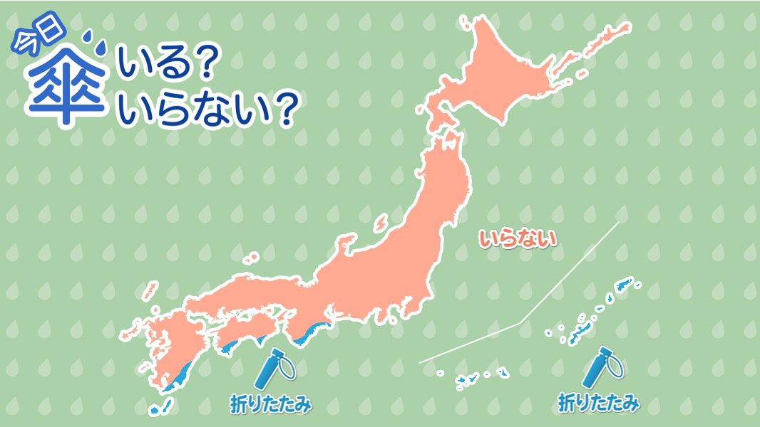 wni_jp's tweet photo. ＜今日の傘マップ＞
外出時に傘を持ったほうが良いエリアを解説します。
https://t.co/hAcNKCYmrC https://t.co/4y1dGYY8XF