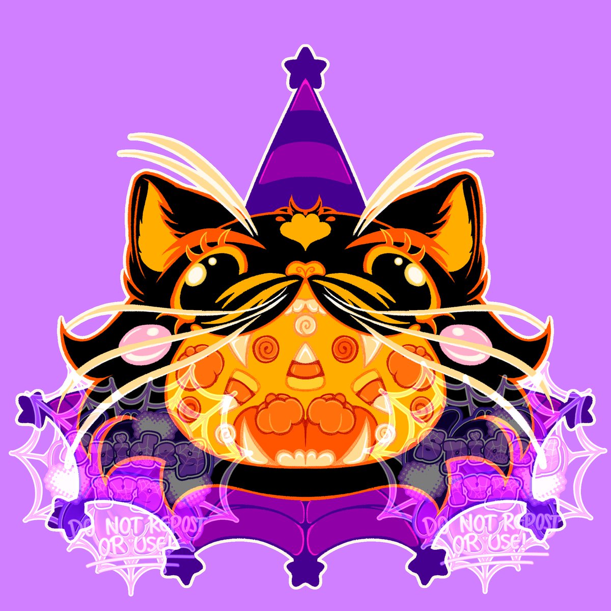 spideyivory's tweet photo. [ #oc ] 🕷Spooky Vintage Cat!🕷

Some art of my OC Hex! I inspired him off of a lot of old vintage Halloween cats and stuff. I actually printed the first design onto a shirt for myself! 
#halloween #art #originalcharacter https://t.co/rGsaCq2LsM