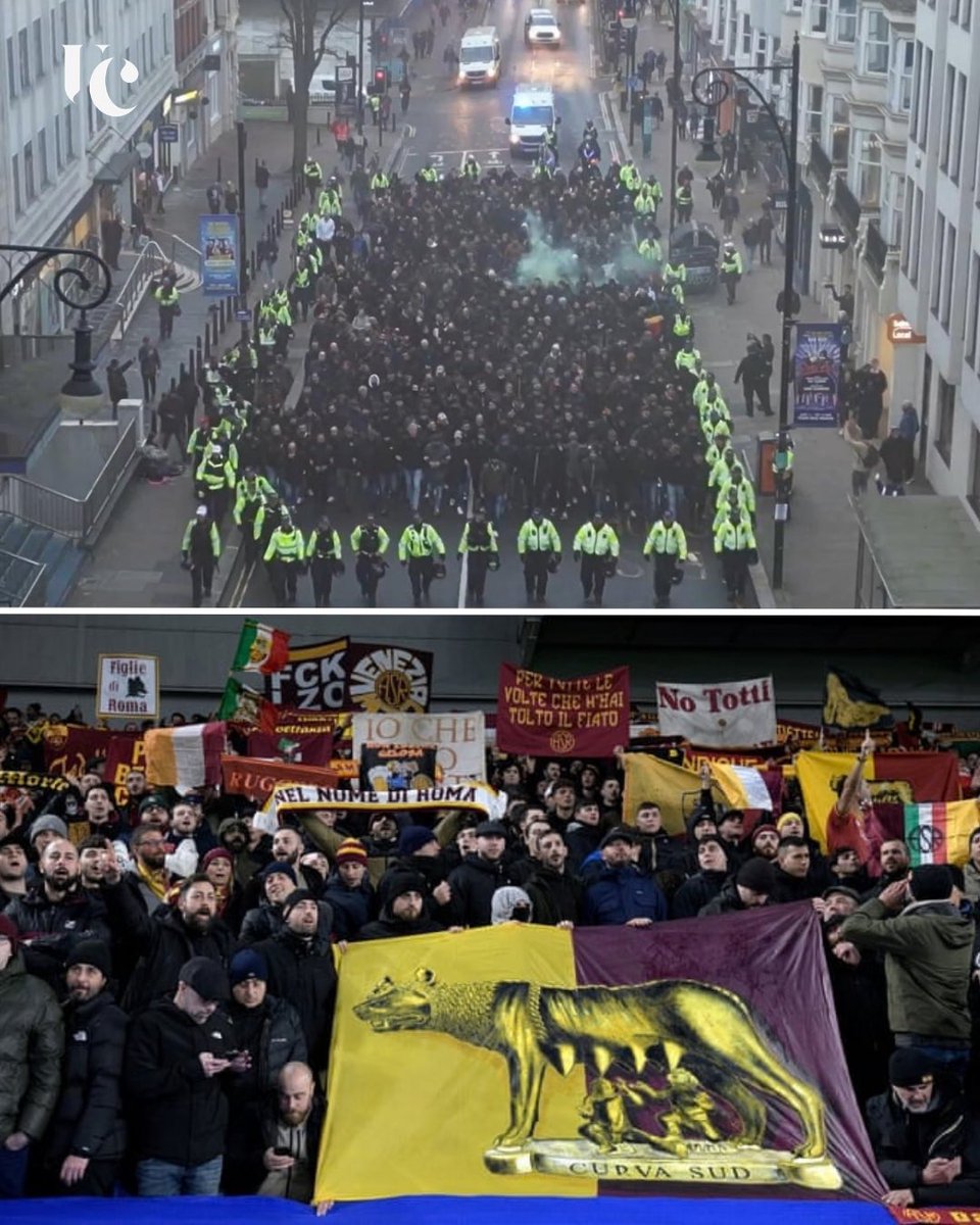 ultras_clips's tweet photo. 🇮🇹🚨 AS Roma fans snapped up every single available ticket in less than 24 hours to support Gasperini’s squad at Old Trafford on November 3rd. 🎟️🤯

The Away Sector is officially sold out as the Giallorossi prepare to make their presence felt in Manchester for this massive Champions League clash! 🟡🔴