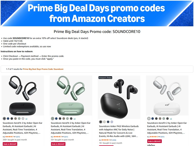 NowInStock's tweet photo. #ad #primeday #deals #earbuds  
Save an EXTRA 10% OFF Soundcore products using code SOUNDCORE10 on select Soundcore deals (yes, it stacks!) here at Amazon: https://t.co/mVf4GsMUdJ https://t.co/em1AYXhBao