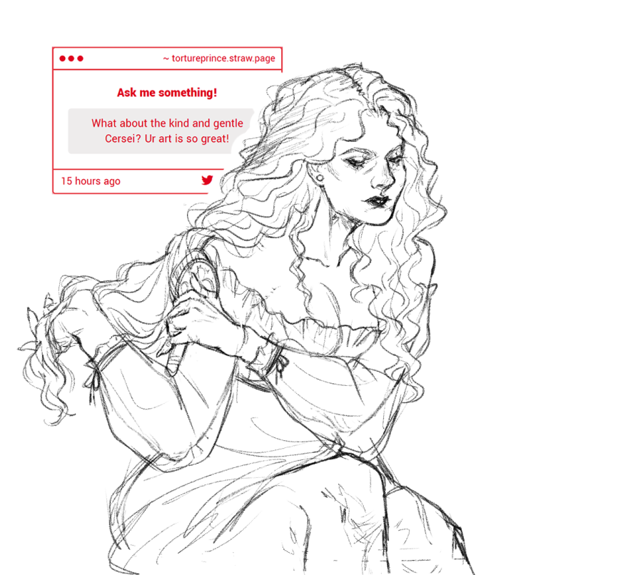 torturexprince's tweet photo. I can never say no to Cersei... she's like a cursed amulet talking to me... she's brushing her hair here... https://t.co/xokT4evNi0