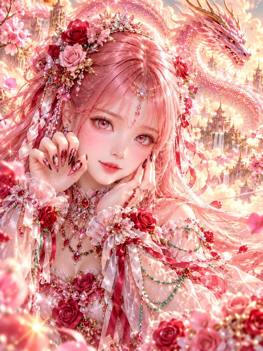 RockCatQueen's tweet photo. #AIart
#龍神学園AnotherStory💖🐉🏫🏰💖️✨️
#アンジェリックプリティ風ゴスロリファッション💖🌹👗🎀💞
#PinkDragonGirlにゃお🐾🩷🐉💖️✨️ https://t.co/n5odAMe3Sq