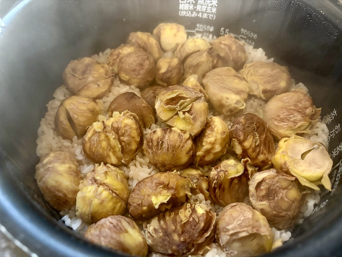 kfp61958472's tweet photo. 今朝は栗の炊き込みご飯
#秋
#栗
#炊き込みご飯
#ズボラ飯 https://t.co/2scY9g6RvU
