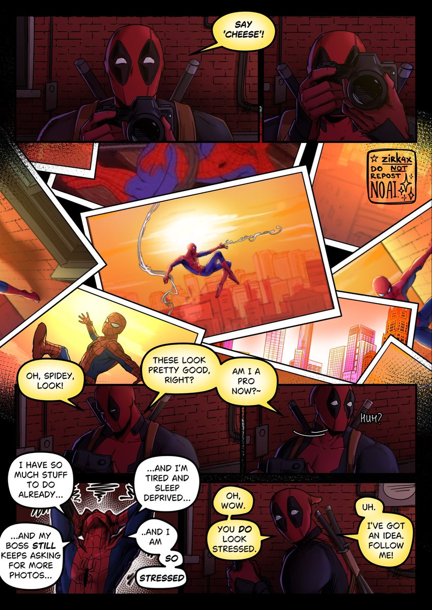 zirk4x's tweet photo. i really love drawing peter (1/2)

#spideypool #spiderman #deadpool https://t.co/mXuv6Redco