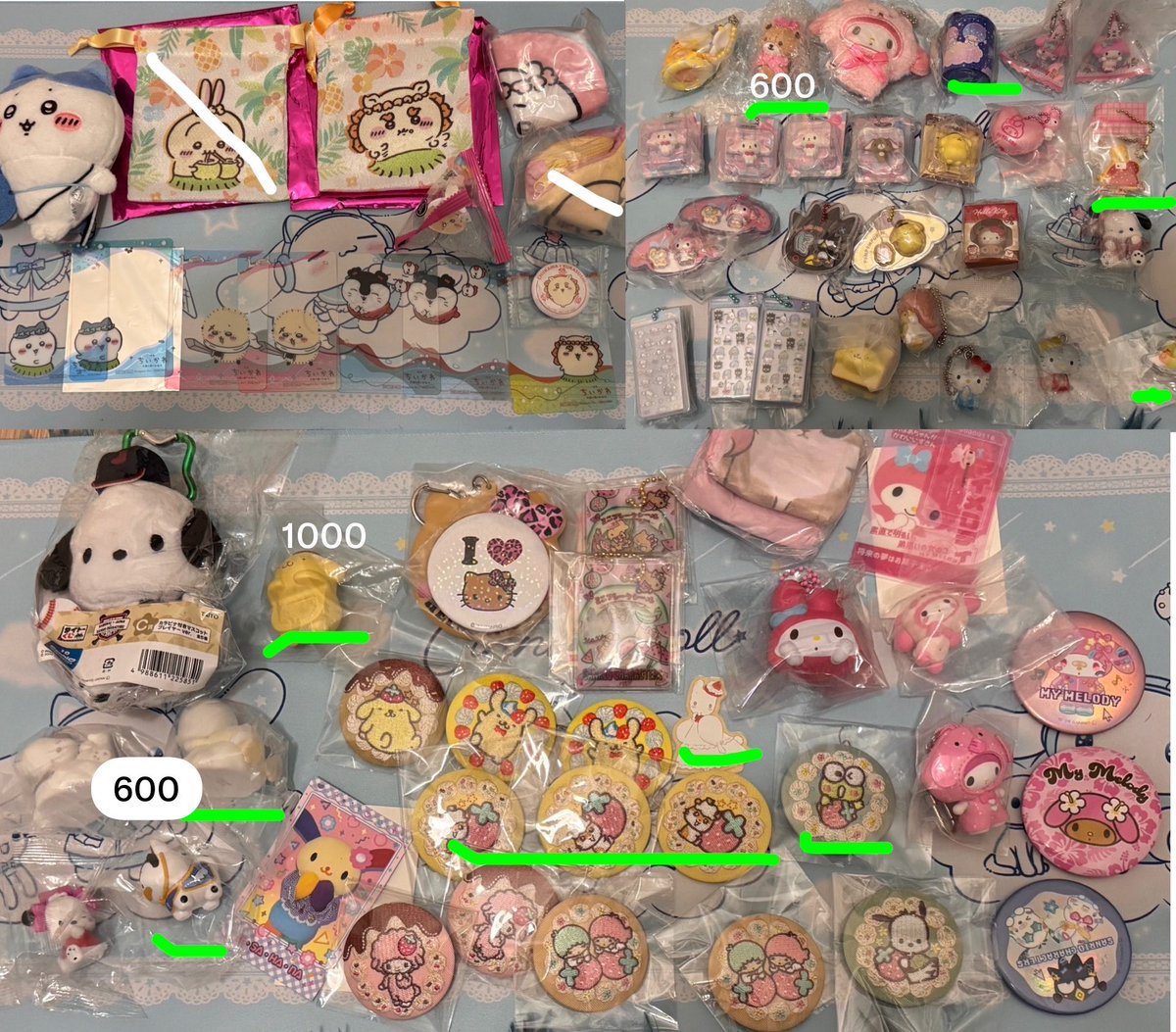 cimostbami45's tweet photo. @Mi002744 10点以上からしか買取は行っておりません。こちらの緑からキティの場合5点、マイメロの場合は2点抱き合わせお願いします🙇‍♂️ https://t.co/NkcbJi8GTI