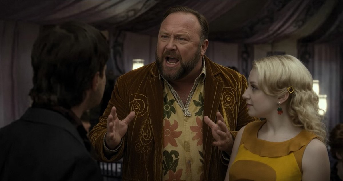 JaneAusten4ever's tweet photo. I don't think we've ever truly appreciated the fact that Luna Lovegood's father is Alex Jones. 

"They're turning the freaking fairies gay Potter!" https://t.co/GI7ZxLkzR8