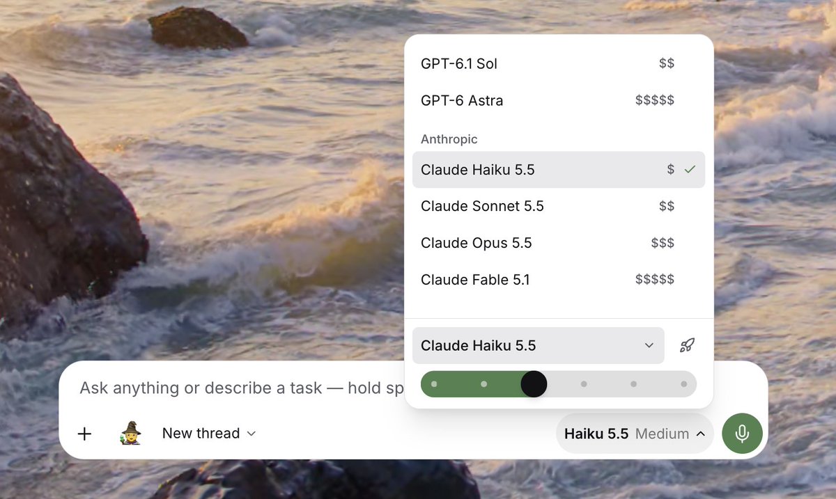 TaskletAI's tweet photo. Claude Haiku 5.5 is live in Tasklet ⚡️

Your agents can use the best model for each task, across labs. Lower-cost models for routine work. More capable models for the hard stuff. https://t.co/90wgAdvdQL
