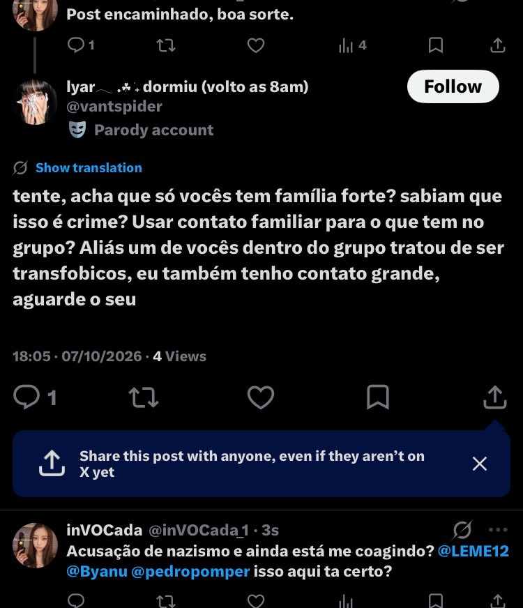 mina_showa's tweet photo. @Byanu @ehehzlzl @LEME12 @pedropomper Além de coação e tentativa de imputar crime. Peço humildemente a tua atenção nisso. https://t.co/0LLHc4HO3O