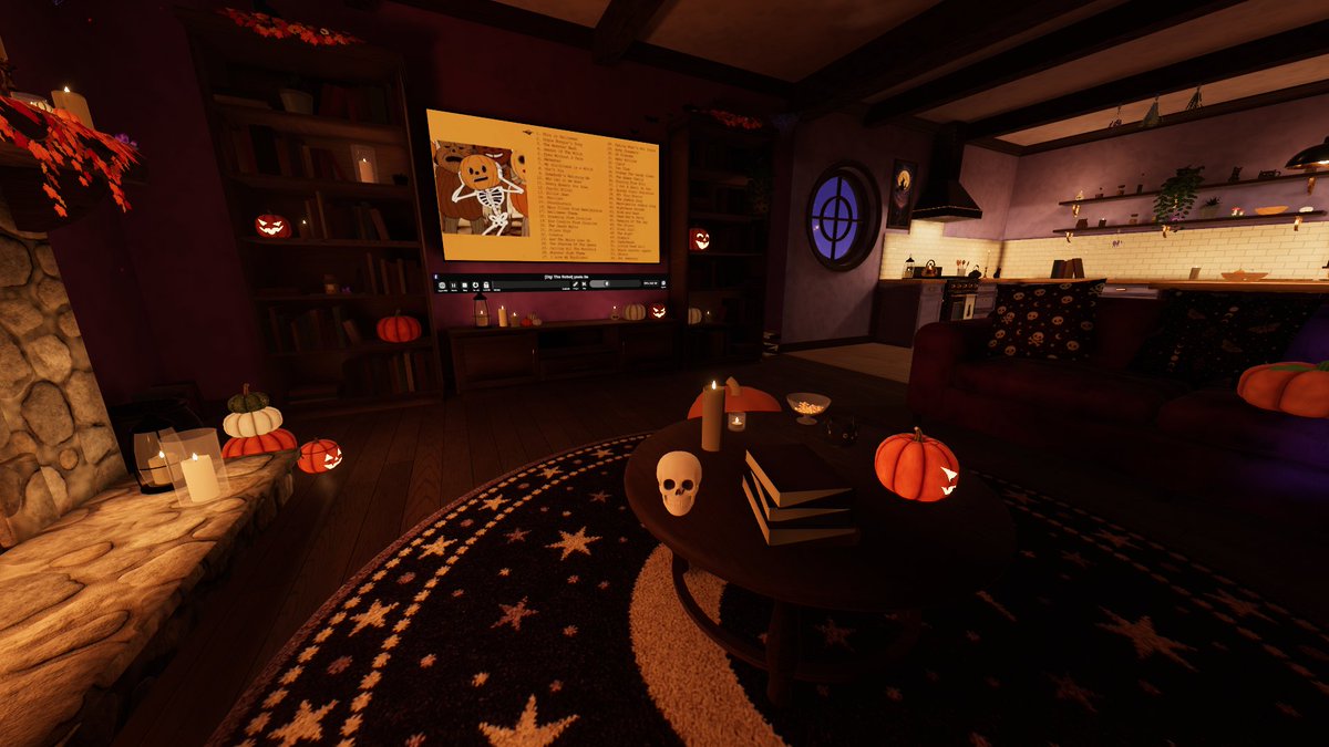 digi_the_robot's tweet photo. VRChat is not gonna like this. I've been experimenting with Claude, this world is fully ai generated. All assets were made by Claude either in blender or using TRELLIS 2. textures like wood and walls generated in numpy and pillows and decals in gpt image 2 all automated. https://t.co/13C6Eo31ZT