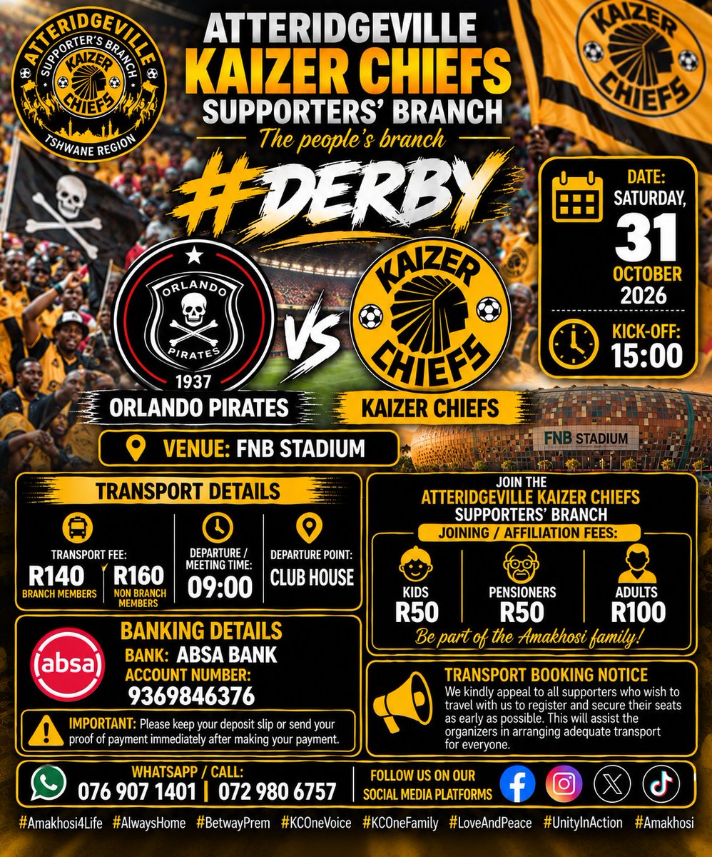 kcfcattbranch's tweet photo. Are you ready for the Derby?? #KaizerChiefs #UnityInAction #Amakhosi #TheKingdomRises https://t.co/KMw5hozGkw