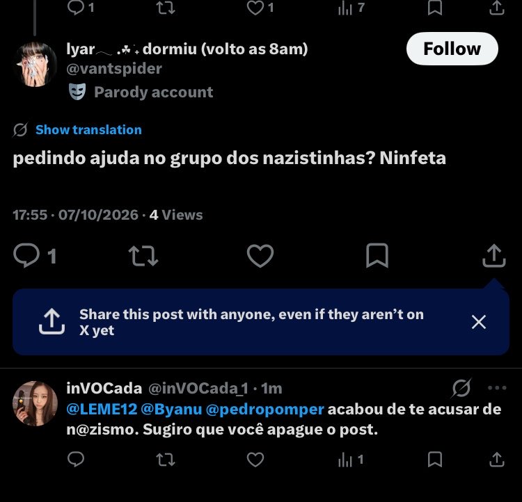 mina_showa's tweet photo. @Byanu @ehehzlzl Byanu, trago uma denúncia bem grave. devido às retaliações tenho tentado buscar auxílio seu e do @LEME12 + @pedropomper. e esta pessoa, usando de acusação grave, debochou disso, pois era a vocês que eu iria buscar alguma ajuda. https://t.co/tcjNrjO81j