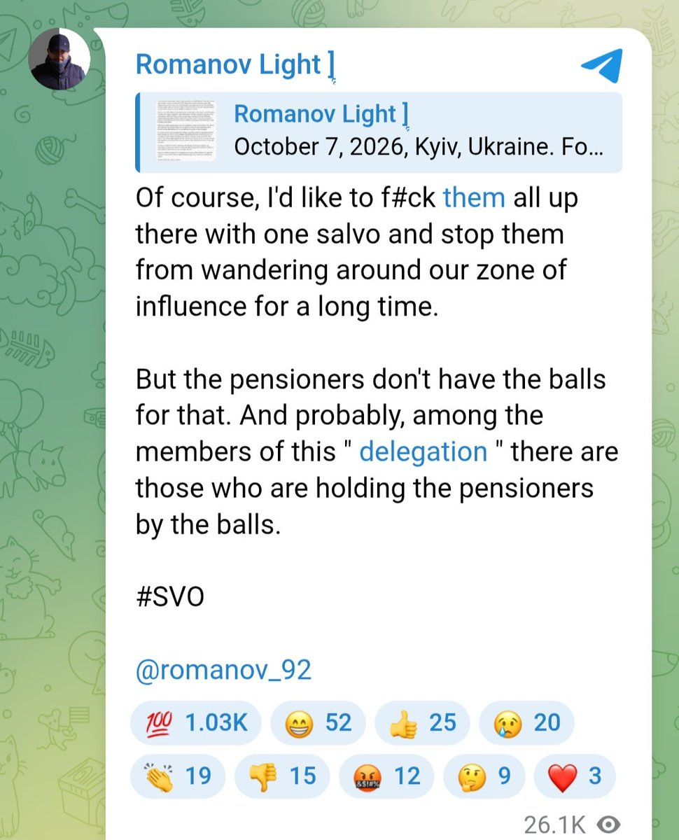 LexxA894669's tweet photo. @GirkinGirkin Wet dreams of 🇷🇺 pro-war blogger Romanov regarding NATO's Military Committee meeting in Ukraine: https://t.co/iWjnrY5UlL https://t.co/QaD2FnGJz7