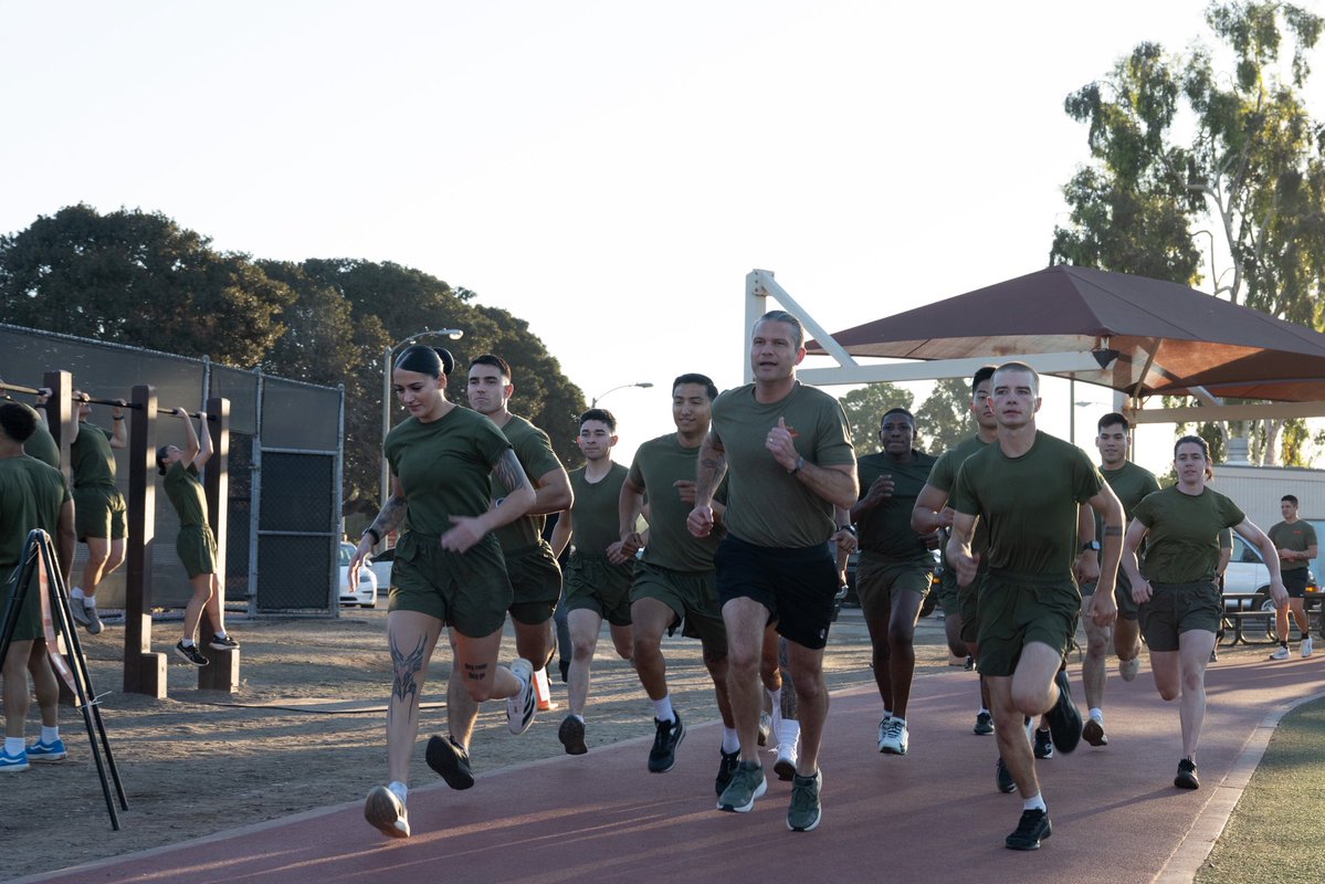 SecWar's tweet photo. There’s no better way to start the day than EARLY MORNING PT with the @3rdmaw 

AMERICA’S FINEST https://t.co/YoOeZotK3f
