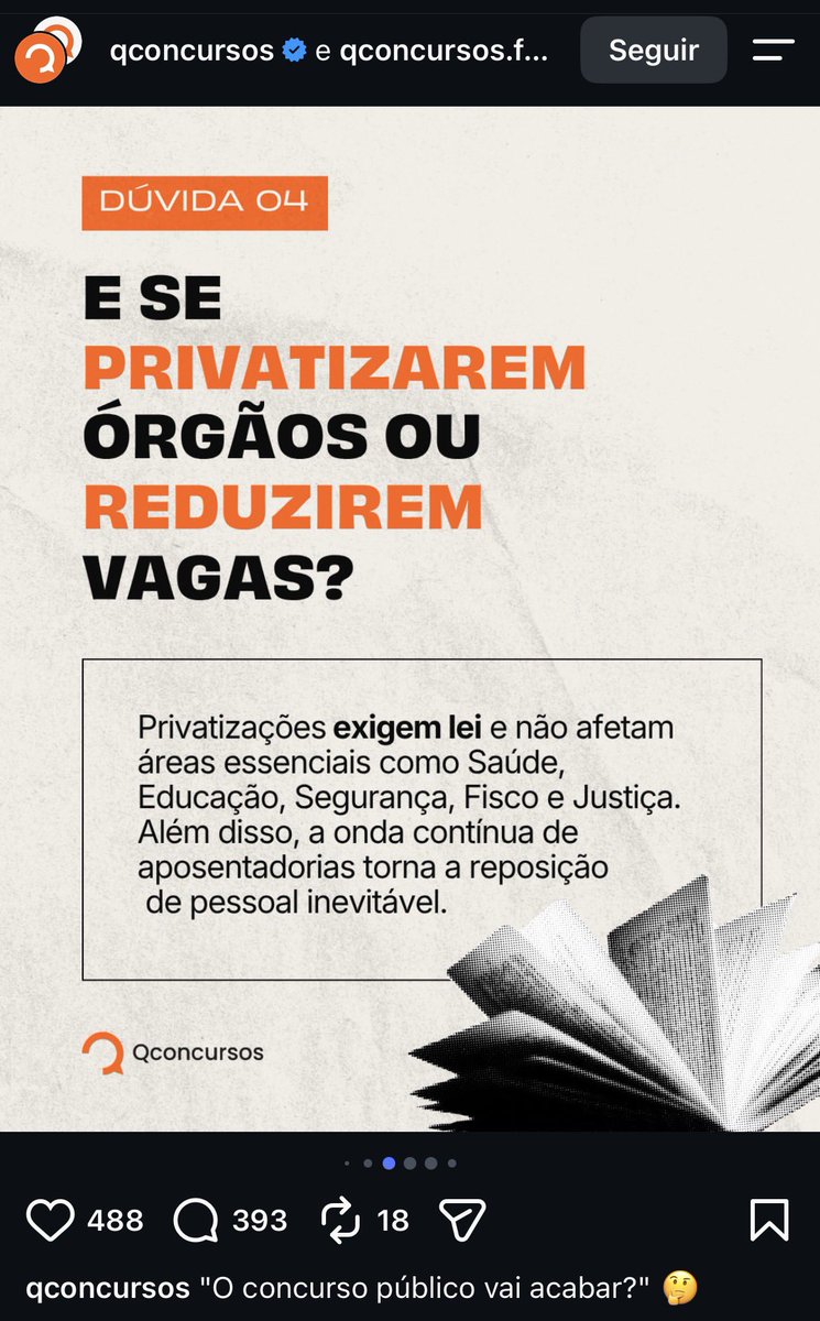 mrcsmata's tweet photo. Mais cedo o QConcursos fez esse post e corretamente voltou atrás e apagou. 

Vou deixar aqui meu posicionamento para os próximos casos, ainda que para após as eleições: viu cursinho indo contra o serviço público? Campanha de BOICOTE

Já passou da hora de nos organizarmos. Chega https://t.co/1wVdMot73z