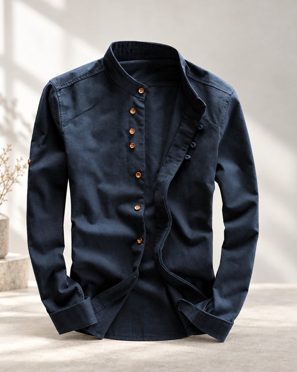 katertomyman's tweet photo. Navy mandarin-collar cotton-linen shirt. Slim fit, long sleeve, easy with jeans or under a jacket.

$114.01 · Free Shipping, first on US orders

https://t.co/N8OMSjItEC https://t.co/PicRQN3cWy