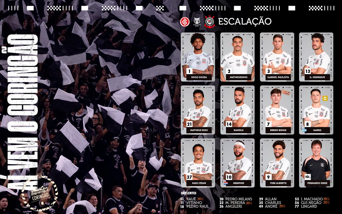Corinthians's tweet photo. 𝚂𝚙𝚘𝚛𝚝 𝙲𝚕𝚞𝚋 𝙲𝚘𝚛𝚒𝚗𝚝𝚑𝚒𝚊𝚗𝚜 𝙿𝚊𝚞𝚕𝚒𝚜𝚝𝚊 𝚎𝚜𝚌𝚊𝚕𝚊𝚍𝚘! 📋

#INTxSCCP
#VaiCorinthians https://t.co/a6L1pDjXzp