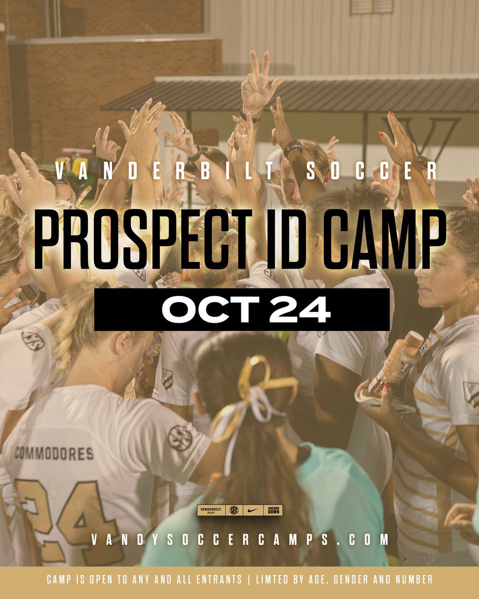 VandySoccer's tweet photo. Spots still remain for our final prospect ID camp of the year! Come watch our home match with Texas on Friday and attend the camp on Saturday!

Sign up ➡️ https://t.co/jQrKTphE18 https://t.co/XVd4loP6G0