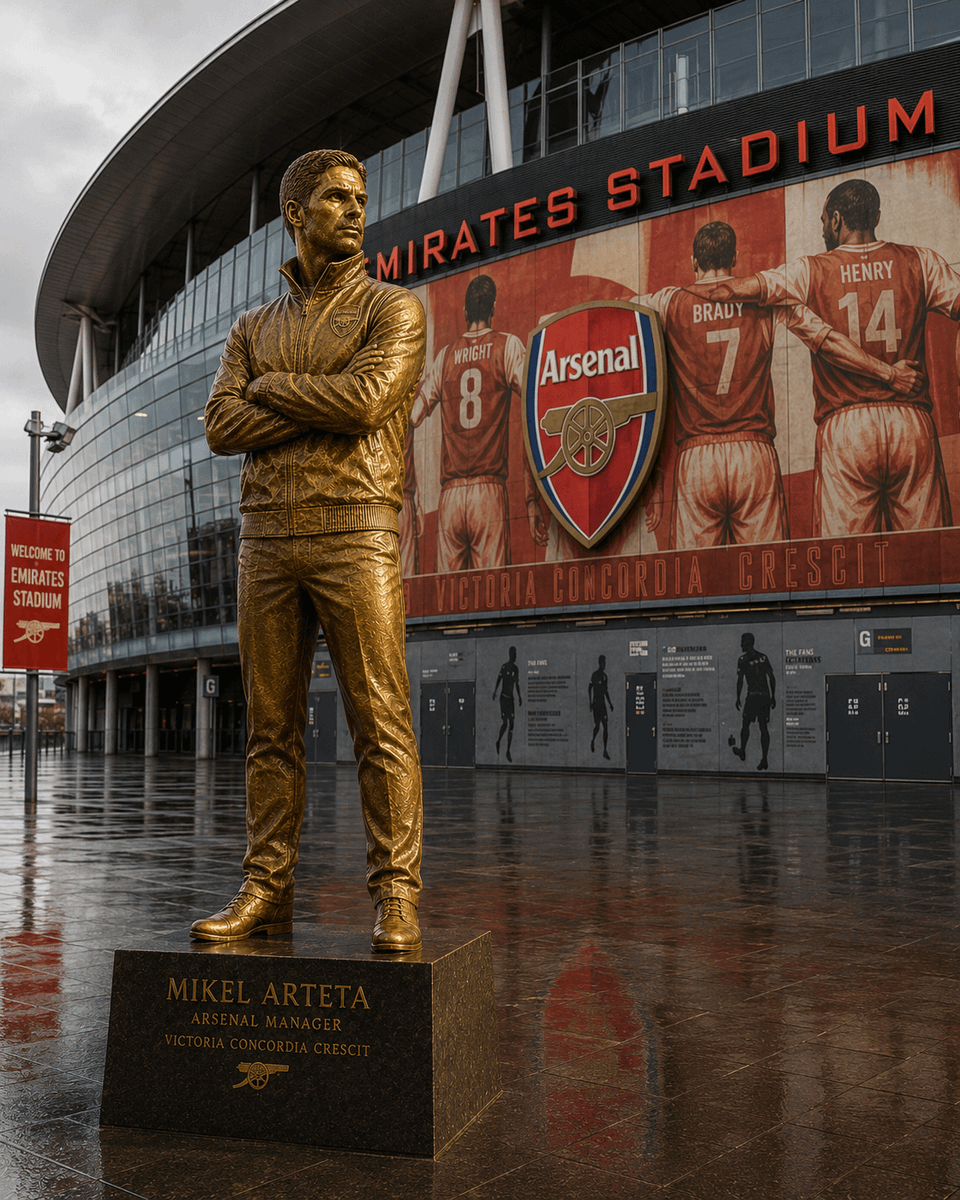 ArsenalNews_Hub's tweet photo. 🚨🔴⚪️ ARTETA TO GET A STATUE AT THE EMIRATES IF HE WINS THE CHAMPIONS LEAGUE!

Mikel Arteta’s new Arsenal contract reportedly contains some extraordinary clauses.

According to the sources, Arteta will receive a statue outside the Emirates Stadium if he wins the Champions League with Arsenal.

The new contract also reportedly includes a 10% salary increase every time Arteta wins a major trophy, specifically the Premier League or Champions League.

That means every league or Champions League triumph could trigger another 10% increase in his salary.

🔴⚪️ Win the Champions League — get a statue. Win major trophies — get a pay rise.

#AFC #Arsenal #Arteta #ChampionsLeague #PremierLeague #COYG