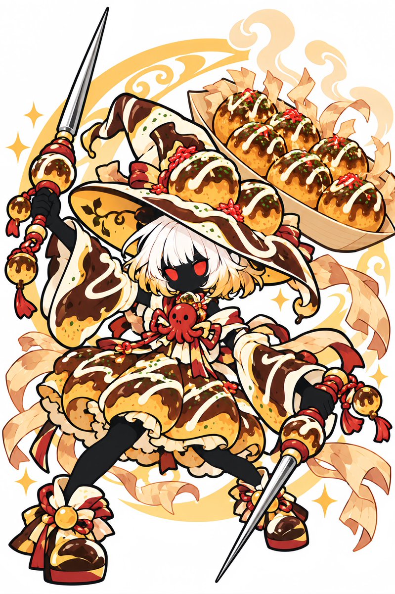 yona21_ai's tweet photo. おはよー☀️

朝からたこ焼きの魔女！🐙

ちなみに私は醤油派です('-') https://t.co/r0T0NZYi0N