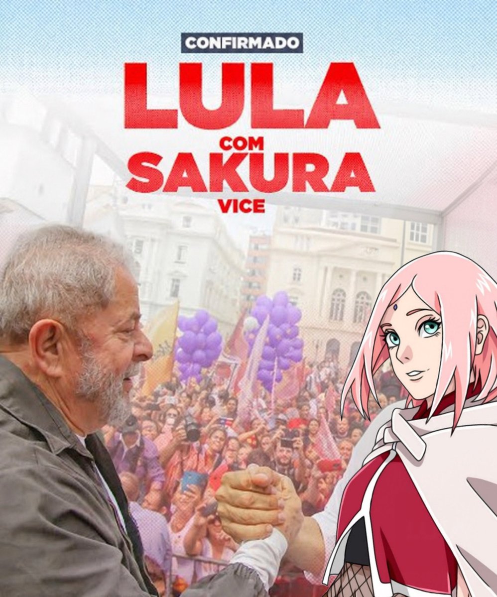 sasusakuworld's tweet photo. SAKURA STAN COM LULA #FandomsComLula #EleNão https://t.co/ZChTim85bA